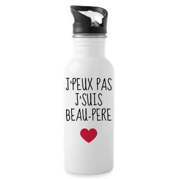 Beau Père - Papa - Fête des Peres - Enfant - Bébé - Gourde avec paille intégrée - blanc - Droite