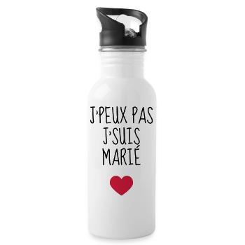 Mari / Femme / Mariage / Marié / Epoux / Epouse - Gourde avec paille intégrée - blanc - Droite
