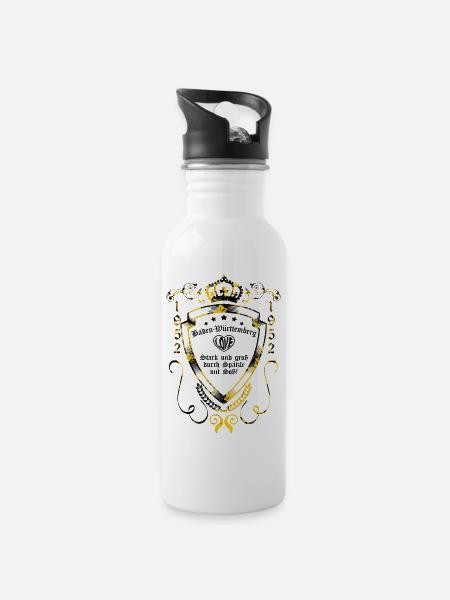Baden-Württemberg - Trinkflasche mit integriertem Trinkhalm - Weiß