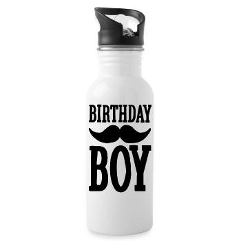 Birthday Boy Hipster - Trinkflasche mit integriertem Trinkhalm - Weiß - Rechts