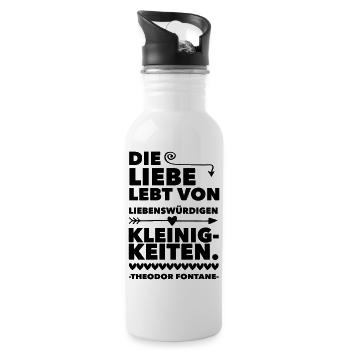 Die Liebe - Trinkflasche mit integriertem Trinkhalm - Weiß - Rechts