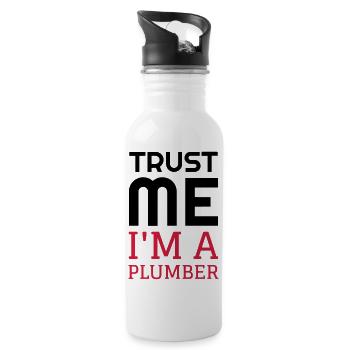 Plumber Plumbing Klempner Plombier Plomberie - Water bottle with straw - white - Right