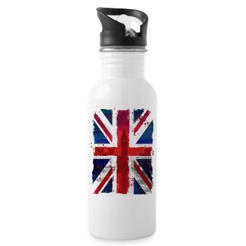Union Jack - UK Flag - London - Trinkflasche mit integriertem Trinkhalm - Weiß - Rechts
