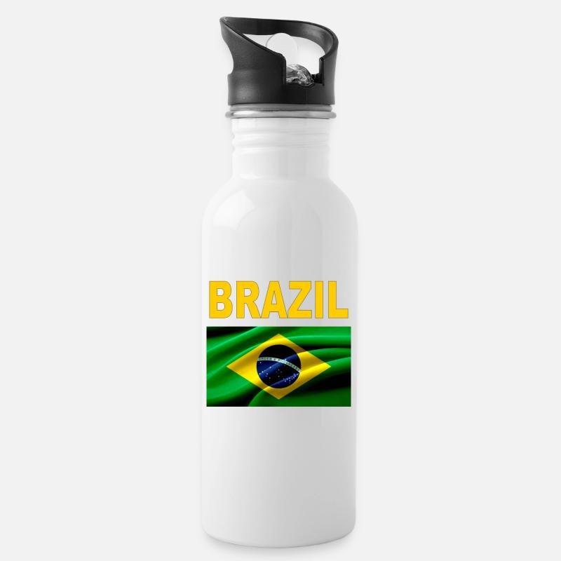 BRASILIEN - Trinkflasche mit integriertem Trinkhalm - Weiß