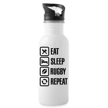Eat Sleep Rugby Repeat - Water bottle with straw - white - Right