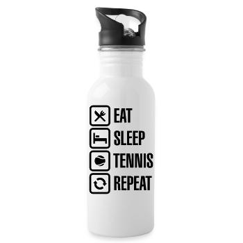 Eat Sleep Tennis Repeat - Trinkflasche mit integriertem Trinkhalm - Weiß - Rechts
