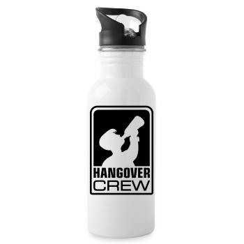 hangover crew logo - Trinkflasche mit integriertem Trinkhalm - Weiß - Rechts