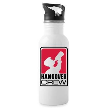 hangover crew logo - Trinkflasche mit integriertem Trinkhalm - Weiß - Rechts