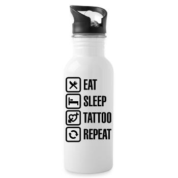 Eat - Sleep - Tattoo - Repeat - Water bottle with straw - white - Right