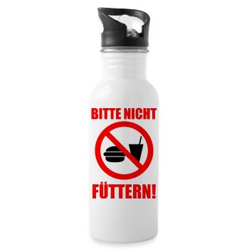 Bitte nicht füttern! - Trinkflasche mit integriertem Trinkhalm - Weiß - Rechts