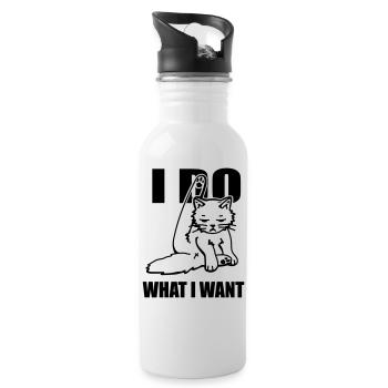 Cat i do what i want - Trinkflasche mit integriertem Trinkhalm - Weiß - Rechts