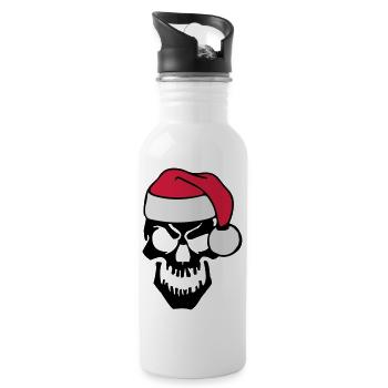 skull christmas - Trinkflasche mit integriertem Trinkhalm - Weiß - Rechts