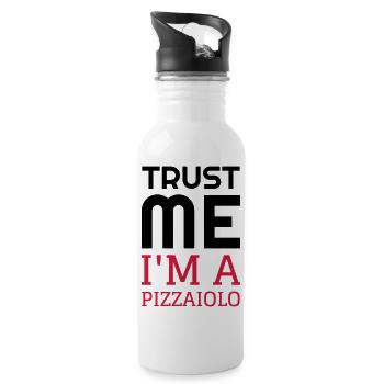 Pizza / pizzaiolo / Italien / Burger - Trinkflasche mit integriertem Trinkhalm - Weiß - Rechts
