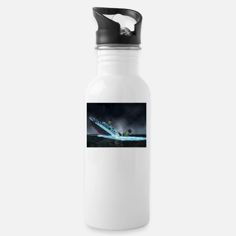 Titanic - Trinkflasche mit integriertem Trinkhalm - Weiß