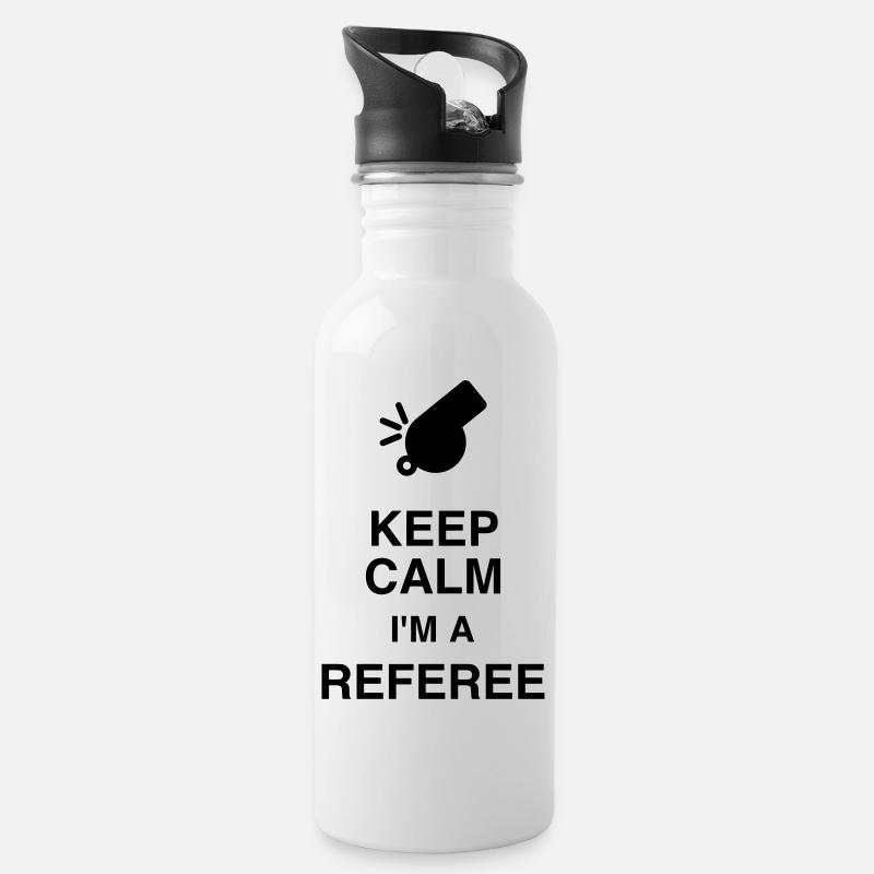 Arbitre / Arbitrage / Sport / Sifflet - Gourde avec paille intégrée - blanc