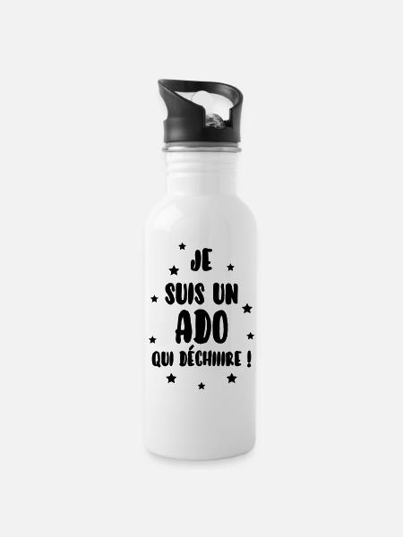 adolescent / enfant / ado / adolescente - Gourde avec paille intégrée - blanc