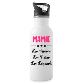 Mamie Mamy Grand-Mère Grand Mere Grands Parents - Water bottle with straw - white - Right