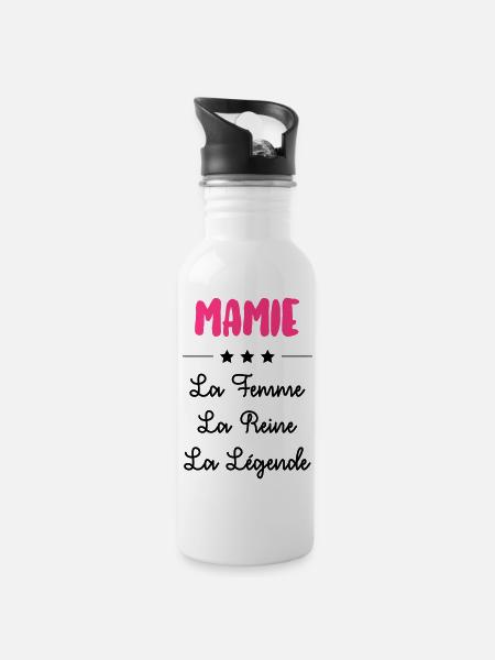 Mamie Mamy Grand-Mère Grand Mere Grands Parents - Water bottle with straw - white