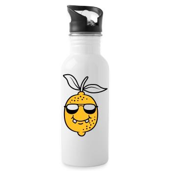 Cool lemon design - Water bottle with straw - white - Right