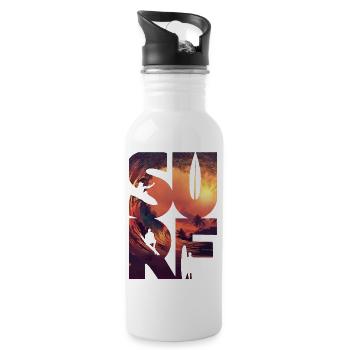 Surf Surfer Wellensurfen Surfing - Trinkflasche mit integriertem Trinkhalm - Weiß - Rechts
