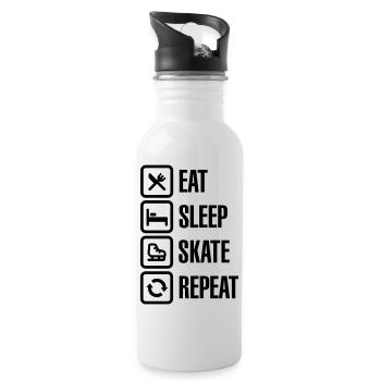 Eat sleep figure Eis skate repeat - Trinkflasche mit integriertem Trinkhalm - Weiß - Rechts