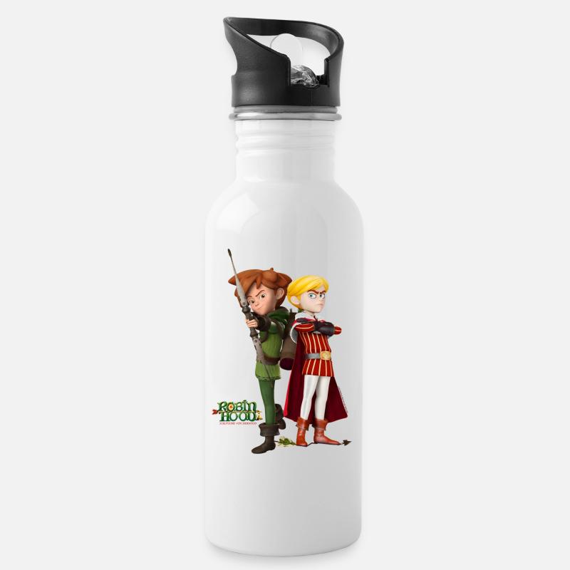 Robin Hood Schlitzohr Von Sherwood Prinz John - Trinkflasche mit integriertem Trinkhalm - Weiß