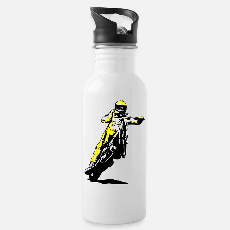 Speedway - Trinkflasche mit integriertem Trinkhalm - Weiß