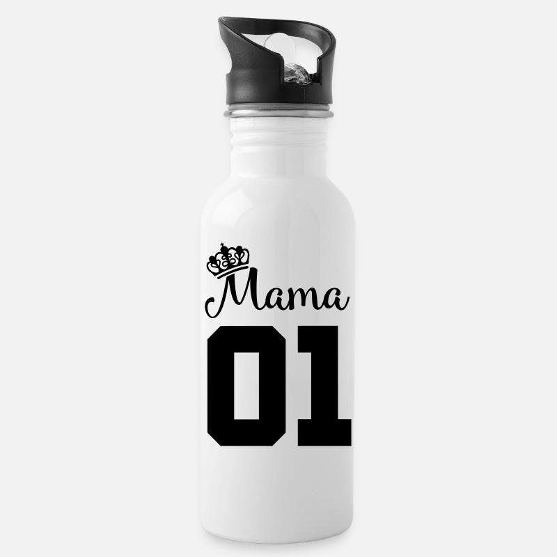 mama 01 - Trinkflasche mit integriertem Trinkhalm - Weiß