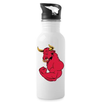 starker_stier_02 - Water bottle with straw - white - Right