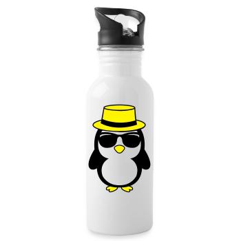 cool_pinguin_02 - Trinkflasche mit integriertem Trinkhalm - Weiß - Rechts