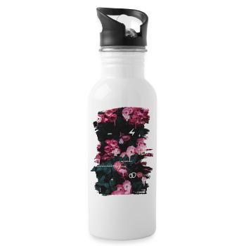 Rosen - Trinkflasche mit integriertem Trinkhalm - Weiß - Rechts