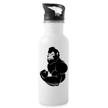 gorilla_beast_001 - Trinkflasche mit integriertem Trinkhalm - Weiß - Rechts