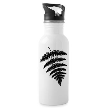 Farn Blatt Farnblatt Farnwedel - Trinkflasche mit integriertem Trinkhalm - Weiß - Rechts