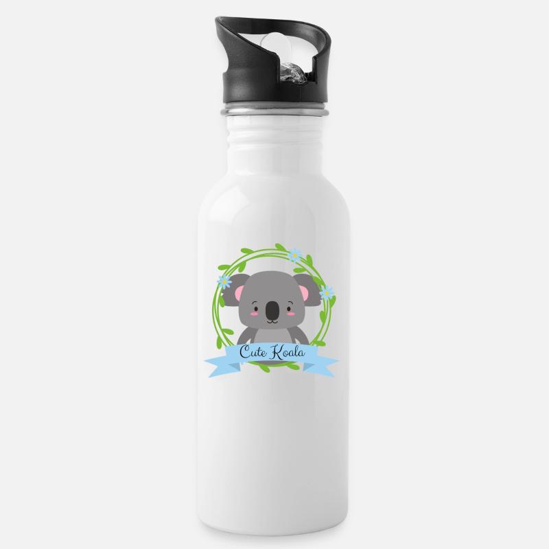 Cute Koala - Trinkflasche mit integriertem Trinkhalm - Weiß