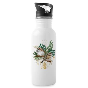 Tropische Blume Vogel Sommer Geschenk Meditation - Trinkflasche mit integriertem Trinkhalm - Weiß - Rechts