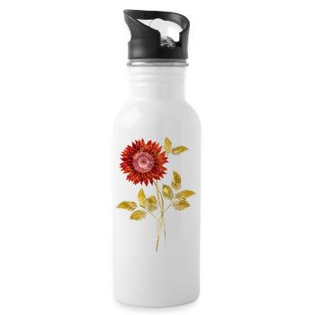 Colorful flower - Water bottle with straw - white - Right
