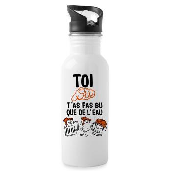 toi doigt pointe bu eau alcool biere humour alcool - Gourde avec paille intégrée - blanc - Droite