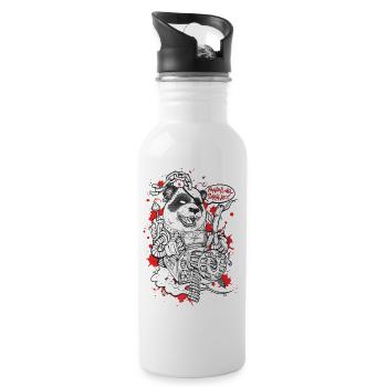 "PANDAS ÜBERLEBEN 2.0" - Trinkflasche mit integriertem Trinkhalm - Weiß - Rechts