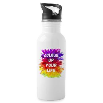 Colour Up Your Life - Trinkflasche mit integriertem Trinkhalm - Weiß - Rechts