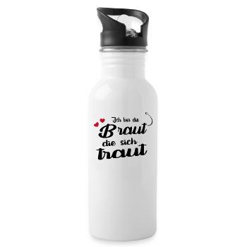 Braut: Junggesellenabschied - Trinkflasche mit integriertem Trinkhalm - Weiß - Rechts