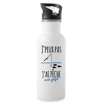 JpeuxPasJaiPecheAvecPapaNew - Gourde avec paille intégrée - blanc - Droite