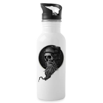 Viking skull - Water bottle with straw - white - Right