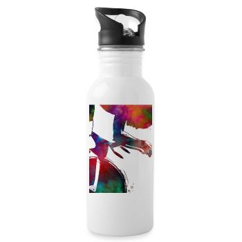 cycling sport art - Water bottle with straw - white - Right