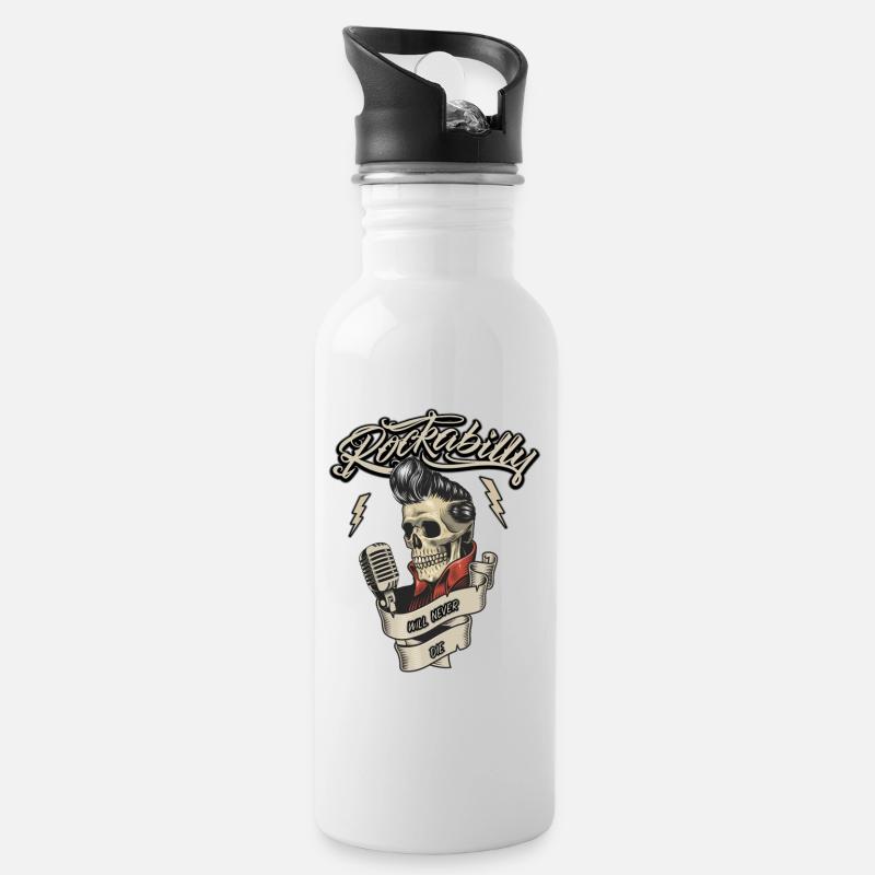 Idée cadeau Rockabilly Hotrod Rock'n Roll - Gourde avec paille intégrée - blanc