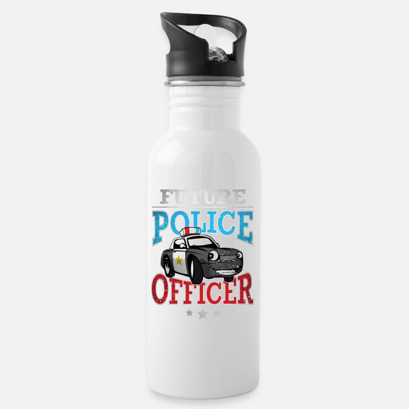 Future Police Officer - Trinkflasche mit integriertem Trinkhalm - Weiß