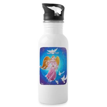 Engel des Friedens - Sonja Ariel von Staden - Trinkflasche mit integriertem Trinkhalm - Weiß - Rechts