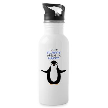 Un pingouin heureux - Gourde avec paille intégrée - blanc - Droite