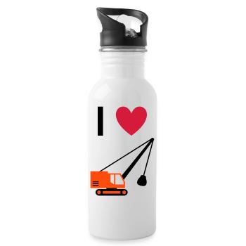 ★ Design colors can be changed ★ I love dragline excavators - Water bottle with straw - white - Right