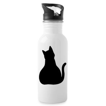 Katze mit großen hintern - po - Trinkflasche mit integriertem Trinkhalm - Weiß - Rechts