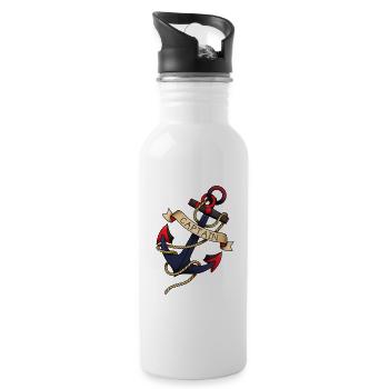 ANKER TATTOO - Trinkflasche mit integriertem Trinkhalm - Weiß - Rechts